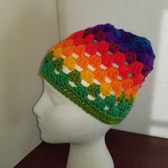 Rainbow Colorful Winter Beanie Hat - Picture 3 of 4